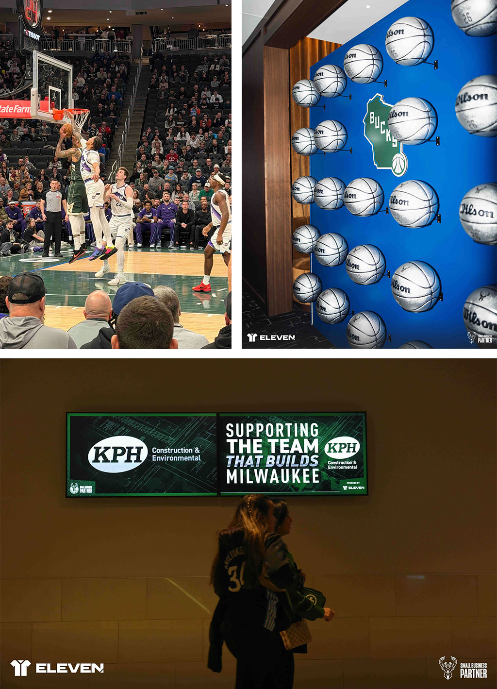 a collage of a basketball game